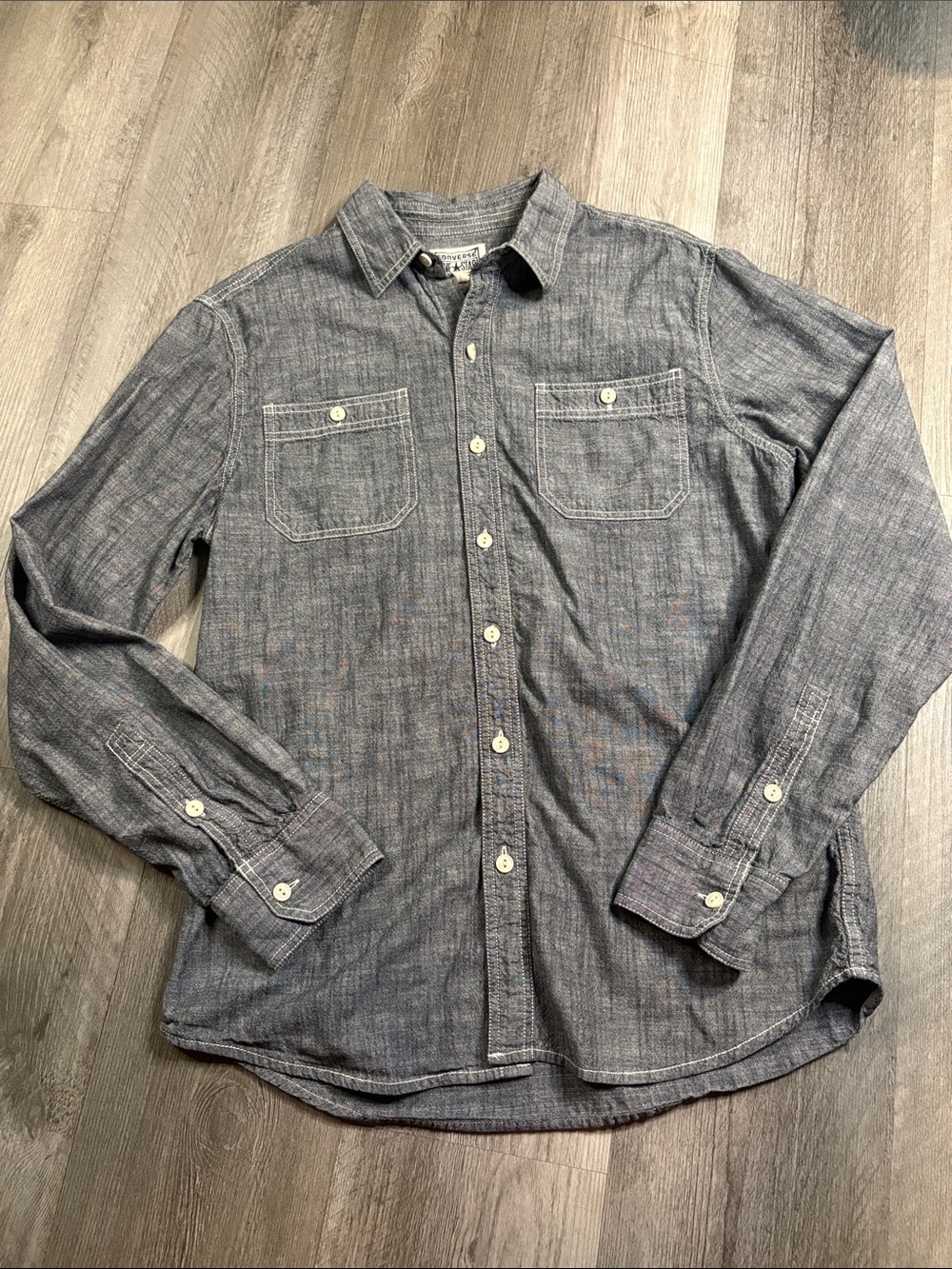 Men's Casual Button-Down Shirt in Heathered Blue